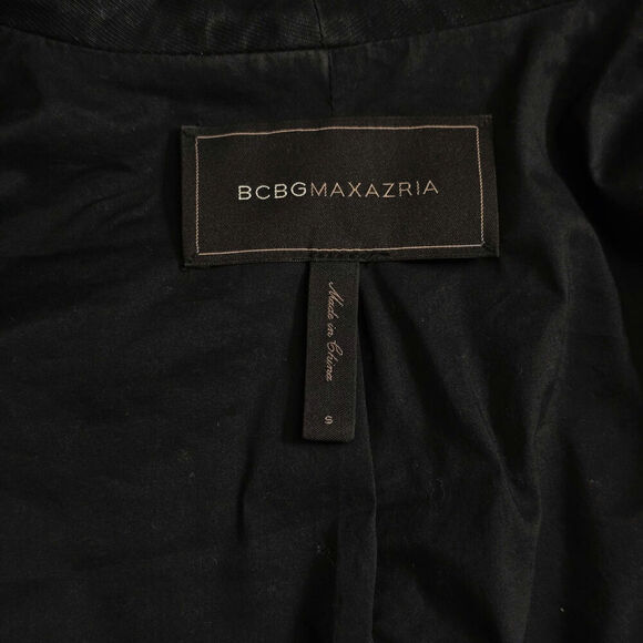 BCBG MAXAZRIA Padded Shoulder Black Bomber Jacket Sz Small - Picture 6 of 9